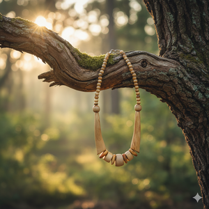 Collier statement fait main pour femme en os et corne, avec perles en corne blanchie et finition brûlée, fermeture sécurisée à mousqueton, idéal pour les soirées - Product Image 6