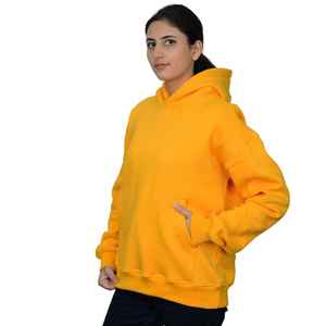 Sudaderas con Capucha y Sudaderas de Felpa de Algodón Teñido Liso de Primera Calidad, Color Amarillo Brillante, Estilo Urbano - Product Image 4