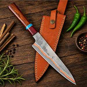 Cuchillo de Chef Estilo Japonés Hecho a Mano con Mango de Resina y Hoja de Acero de Damasco con Acabado Pulido de Alta Calidad, Diseño Premium para Cocina - Product Image 4