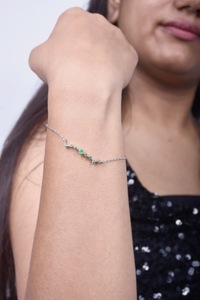 Natural Round Emerald Sterling <b>Silver</b> Vintage Charm <b>Bracelet</b> for Women IGI Certified Luxury Fine Jewelry Christmas Gift - Product Image 3