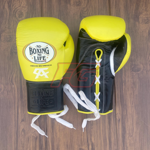 No Boxing No Life Guantes de Boxeo Profesionales de Cuero Vacuno con Cordones, Acolchado Grueso de 4 Capas, Protección Completa para los Dedos, Absorción de Humedad - Product Image 3