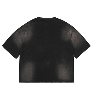 Oversized <b>Black</b> Cotton T-Shirt Men Short Sleeve O-Neck Casual Jersey Fit Solid Color Plain Dyed Knitted Style - Product Image 1