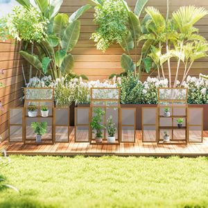 Serra in legno 30''L x 24''W x 44''H, mini fioriera marrone per orto, serre e ambienti da giardino - Product Image 2