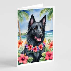 Perro Pastor Belga Luau Whimsical A7 Tarjetas de felicitación Paquete de 8 tarjetas de nota en blanco con sobres Tamaño 5x7 - Product Image 1