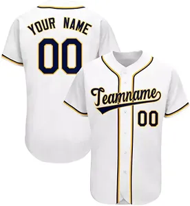 Wholesale Full Sublimation Blank <b>Baseball</b> Collar Vintage <b>Baseball</b> Stripes 3D Embroidery Quick Dry Breathable <b>Baseball</b> Jersey Men - Product Image 3