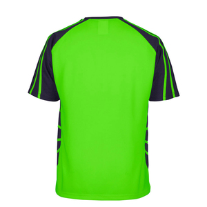 Men's High Visibility Quick Dry Workwear T-shirt Custom Breathable Mesh Athletic Sport Tee with Pocket Contrast Panel Shirt - Product Image 5