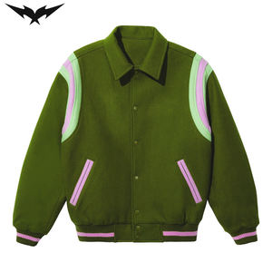 Veste de baseball en laine mélangée de style streetwear personnalisée avec lettres brodées tendance pour la saison hivernale, veste bomber unisexe - Product Image 5