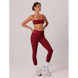 Conjunto de Yoga Antirozaduras para Mujer, Sujetador Deportivo sin Costuras con Bordes Cortados a Láser, Leggings de Cintura Alta con Bolsillo para Teléfono Celular, Nailon y Spandex - Product Image 4