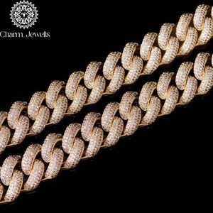 สร้อยคอผู้ชาย Charm_Jewells ชุบทอง 14K ประดับเพชรโมอิสซาไนต์ทรงบริลเลียนต์แบบไมโครอินเซ็ต สไตล์ฮิปฮอป พร้อมใบรับรอง IGI เหมาะสำหรับงานปาร์ตี้ - Product Image 5