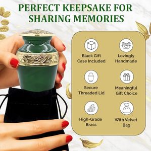 Luxury Brass <b>Keepsake</b> Cremation Urn <b>Memorial</b> Tribute Holder Designed With Durable Secure Closure And Fine Detailing - Product Image 6