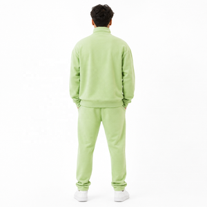 Sudadera unisex con cremallera de un cuarto, de algodón y forro polar, corte regular, chándal de color liso, transpirable, ropa urbana, proveedor mayorista - Product Image 3