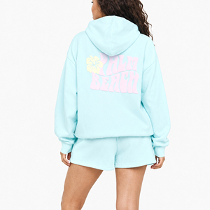 Ensemble de survêtement personnalisé DTF pour femme, en polyester et coton, style streetwear décontracté, impression personnalisée, OEM, ensemble deux pièces assorti pour la détente - Product Image 1