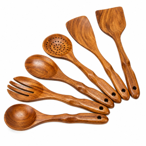 Juego de Utensilios de Cocina de Madera Ecológicos al por Mayor, Cucharas de Madera Natural para Cocina, Resistentes al Calor, Antiadherentes - Product Image 6