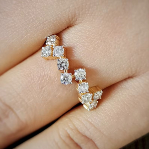 Moissanite Gold Plated Round Cut Zig Zag Design Half Eternity Band <b>Ring</b> original <b>925</b> <b>Silver</b> Fine Bridal Promise Gift For Lovers - Product Image 1