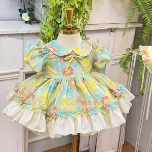 Vestido Maxi de Alta Calidad para Niñas, Estilo Princesa Bao Tran, con Mangas Abullonadas y Cuello con Volantes, Ecológico y Transpirable - Product Image 1