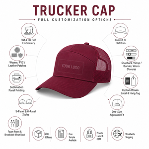 Custom Woven Patch Fine Mesh Back Panel Foam Front Trucker <b>Cap</b> Canvas Front Panel For Adult Unisex <b>Caps</b> Wholesale OEM Label - Product Image 2
