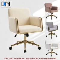 Fauteuil de bureau et de loisirs personnalisé DM Factory, fauteuil de réception avec accoudoirs rembourrés, base pivotante réglable et roulettes pour hôtel
