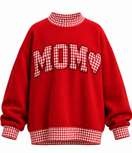 Sweat-shirt oversize à épaules tombantes pour femme, personnalisable avec logo, en molleton vintage, style Y2K, streetwear universitaire, vente en gros MOM - Product Image 1