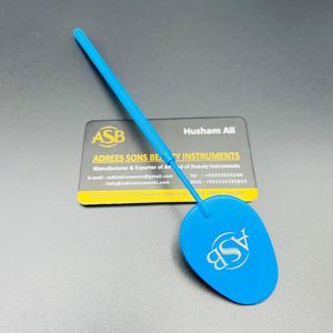 Espejo de Pestañas Ovalado con Recubrimiento de Color Azul, Acero Inoxidable, Impresión de Logotipo Personalizado, Espejo de Inspección de Manicura con Punta Cuadrada, OEM - Product Image 3