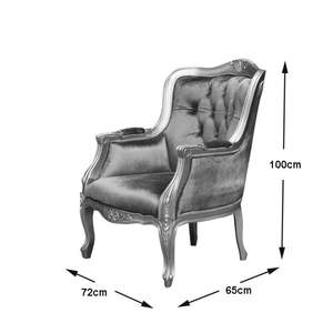 Sillón Versailles Gold Wing hecho de madera de caoba con tapicería de terciopelo cepillado color arena glamuroso para uso en sala de estar. - Product Image 6