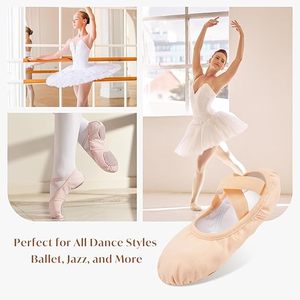 Baifa Ent Women's Ballet Shoes Highly Stretch Canvas Dance Slipper Mesh Flats Genuine Leather Lining - Product Image 2