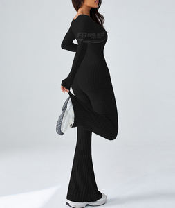 Nouvelle Collection 2026 : Combinaison de Sport Femme Sans Manches Côtelée Sans Couture, Personnalisable avec Logo, pour Gym, Entraînement et Yoga, Coupe Évasée, Très Respirante et Élastique - Product Image 5