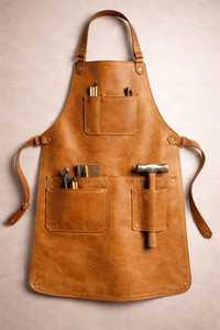 Chef <b>Kitchen</b> Workwear OEM ODM Bulk Supply High Quality Leather <b>Apron</b> with Tool Pockets LPN-0276 - Product Image 2