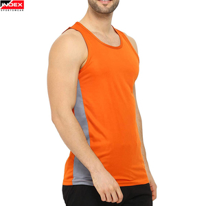 INDEX Men's <b>Orange</b> Sleeveless <b>Tank</b> <b>Top</b> O-Neck Solid Color Knitted Quick Dry Sporty Fit Gym Wear Polyester Athletic Vest - Product Image 4