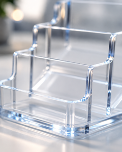 Soporte para tarjetas de visita, exhibición para escritorio, plástico transparente, moderno, personalizado, 6 ranuras, soporte para tarjetas de visita, capacidad para 300 tarjetas, 1 paquete - Product Image 2