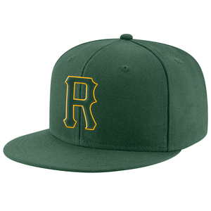 Casquette de baseball en coton verte à 6 panneaux unisexe, ajustée, décontractée, avec logo R brodé pour adultes - Product Image 5