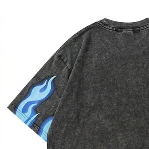 Camisetas de hombre al por mayor con logo personalizado, estilo flameado, lavado ácido, corte holgado, hombros caídos, algodón grueso, estilo oversize, streetwear - Product Image 5