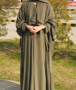 Abaya de Diseño Turco en Tendencia para Mujer, Chifón, Lino, Satén, Largo hasta el Tobillo, Mangas Extra Largas, Cuello Holgado, Color Sólido, Transpirable - Product Image 4