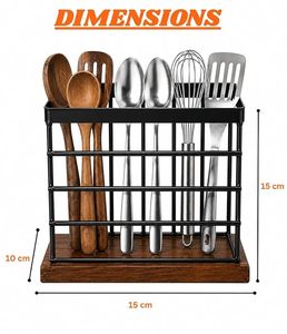Porte-ustensiles avec cadre métallique, support de rangement de cuisine sur pied, design minimaliste, durable, non pliable, à un seul niveau - Product Image 5