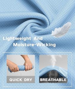 Polo à manches courtes pour homme bleu clair, couleur unie, séchage rapide, tricoté, décontracté, avec poche - Product Image 3