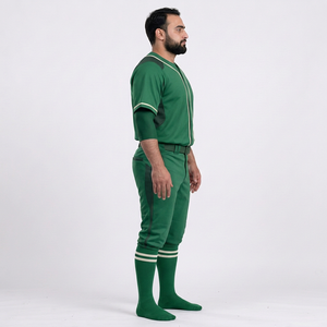 ชุดยูนิฟอร์มเบสบอลชาย สีเขียวล้วน เสื้อเจอร์ซีย์ กางเกงขายาว ปิดกระดุม ระบายความชื้น โพลีเอสเตอร์ ทรงปกติ สำหรับผู้ใหญ่ ทุกฤดู คอวี - Product Image 4