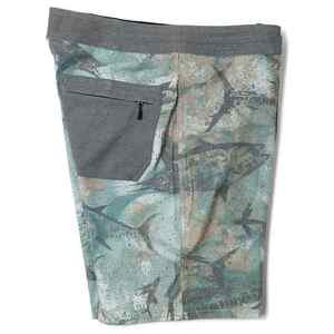 Shorts de bain pour hommes à séchage rapide avec imprimé poisson, taille à cordon de serrage, longueur mi-cuisse, décontractés - Product Image 4