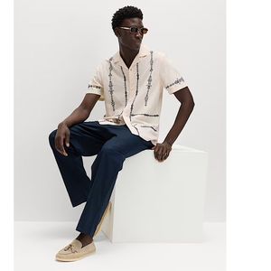 Camisa de Manga Corta Bordada de Algodón Premium para Hombre, Estilo Casual y Elegante para Verano, Playa y Vacaciones - Product Image 4