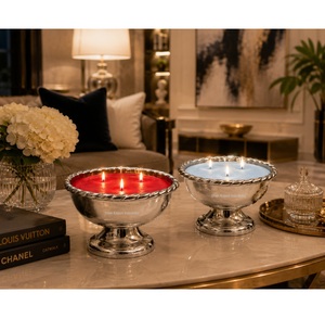 Silver Metal <b>Candle</b> Empty Bowl for <b>Candle</b> Making Decorative <b>Candle</b> Holder Pedestal Centerpiece for Tabletop Home Decor <b>candle</b> - Product Image 4
