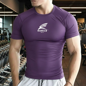 OEM Service Custom <b>Logo</b> Long Sleeve Gym Compression Shirt 100% Cotton Solid Pattern - Product Image 4