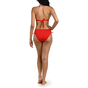 Red Hibiscus Floral <b>Plus</b> <b>Size</b> Women's Halter <b>Bikini</b> <b>Set</b> Braided Straps High Waist Bottom Crop Top UV Protection Breathable - Product Image 4