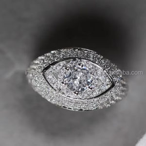 Anillo de Moissanita con Diamantes Estilo Hip Hop para Hombre y Mujer, Anillo Iced de Plata Esterlina 925 con Baño de Rodio, Regalo de Aniversario de Bodas - Product Image 2