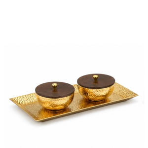 Ensemble de 2 plateaux à fruits secs en acier inoxydable avec plateau en bois et couvercle, vaisselle pour hôtel et restaurant - Product Image 3