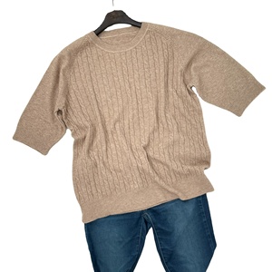 Vente chaude de haute qualité dames décontracté mode pull manches courtes col rond tricots en noisette pour l'automne - Product Image 1