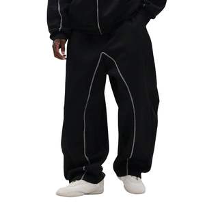 Chándal de 2 piezas personalizado unisex de algodón polar estampado cortavientos con capucha, ribete en contraste, cremallera frontal y ajuste holgado. - Product Image 2