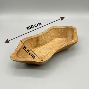 Bol décoratif en bois en forme de papaye, plateau en bois de 100 cm de long, bougie en cire de soja avec mèche, bol en cire blanche - Product Image 1