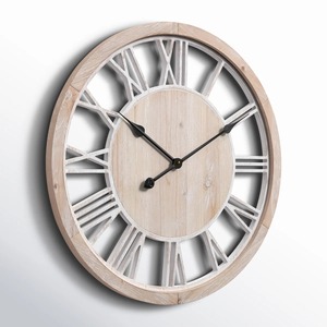 Rustic Wood <b>Wall</b> <b>Clock</b> Round Analog Quartz Design for Living Room <b>Decor</b> At Best Price - Product Image 2