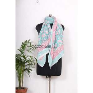 Wholesale 100 Percent Cotton Hand Block Printed Sarong Pareo <b>Beach</b> Bikini <b>Cover</b> <b>Up</b> Wrap Scarf <b>Women</b> Clothing - Product Image 1