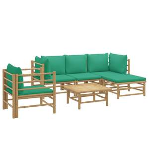 Set Lounge da Giardino Modulare Medio in Bambù Verde con Poliestere per il Relax all'Aperto - Product Image 3
