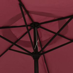 Parasol de jardin élégant en aluminium 100 % polyester bordeaux et gris foncé avec base - Product Image 5