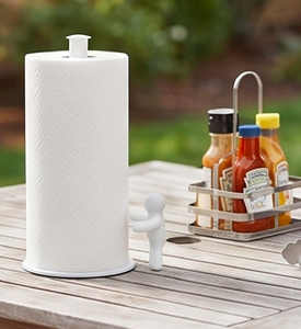 Porte-serviettes en papier blanc avec revêtement poudré et base ronde, élégant distributeur de rouleaux de serviettes pour comptoir, idéal pour la maison, la salle à manger et les cafés - Product Image 2